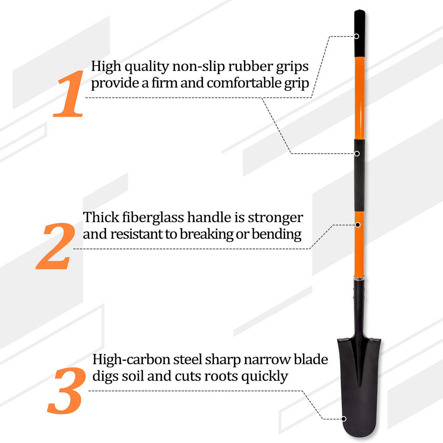 VNIMTI Shovel for Digging, Heavy Duty Shovel with Fiberglass Handle, Metal Shovel for Gardening, 58 Inches