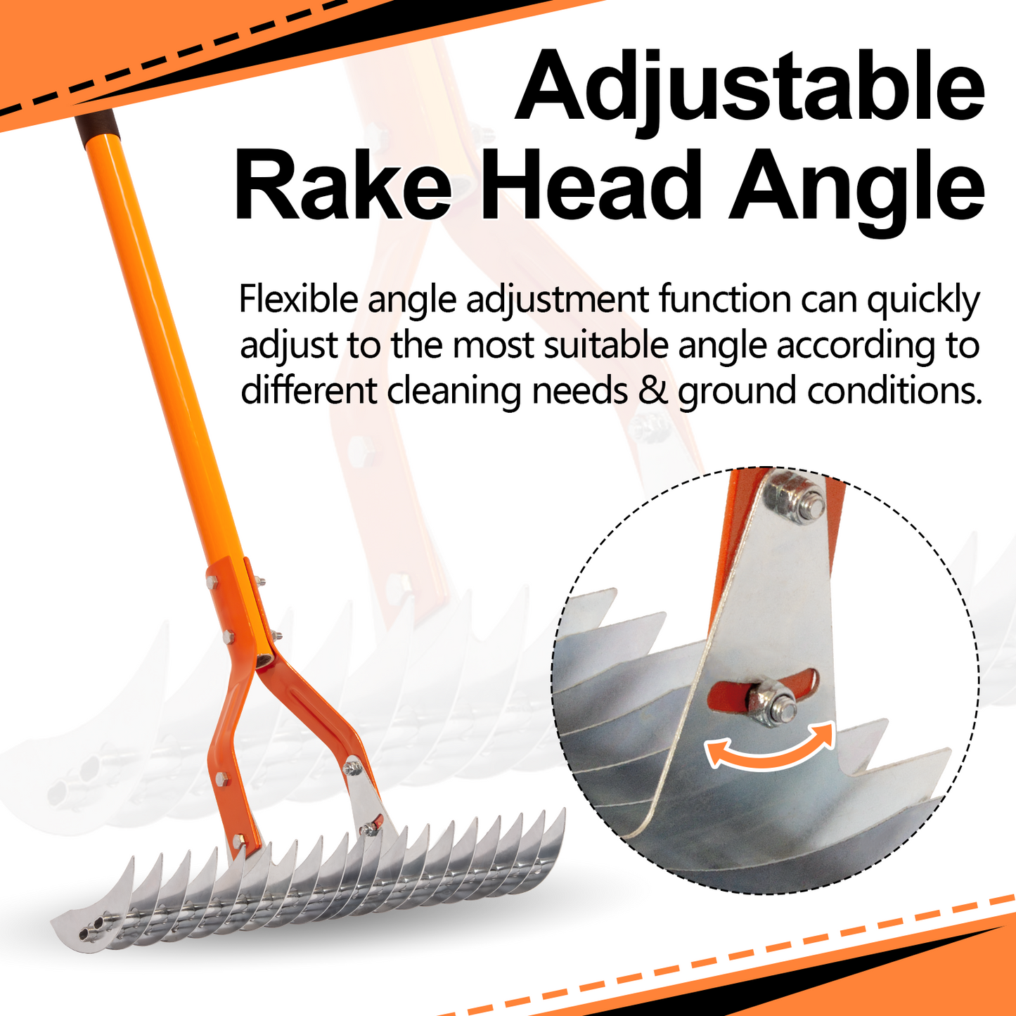 VNIMTI Thatch Rake for Lawns, 58 Inches