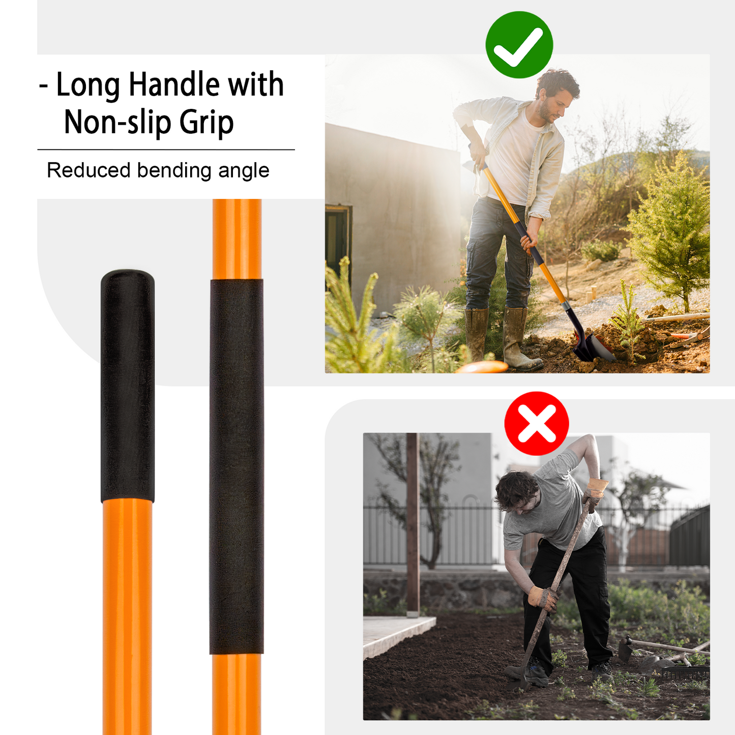 VNIMTI Shovel for Digging, 56 Inches Heavy Duty Shovel for Gardening, Round Shovel for Digging with Fiberglass Handle (Orange) - VNIMTI Tools