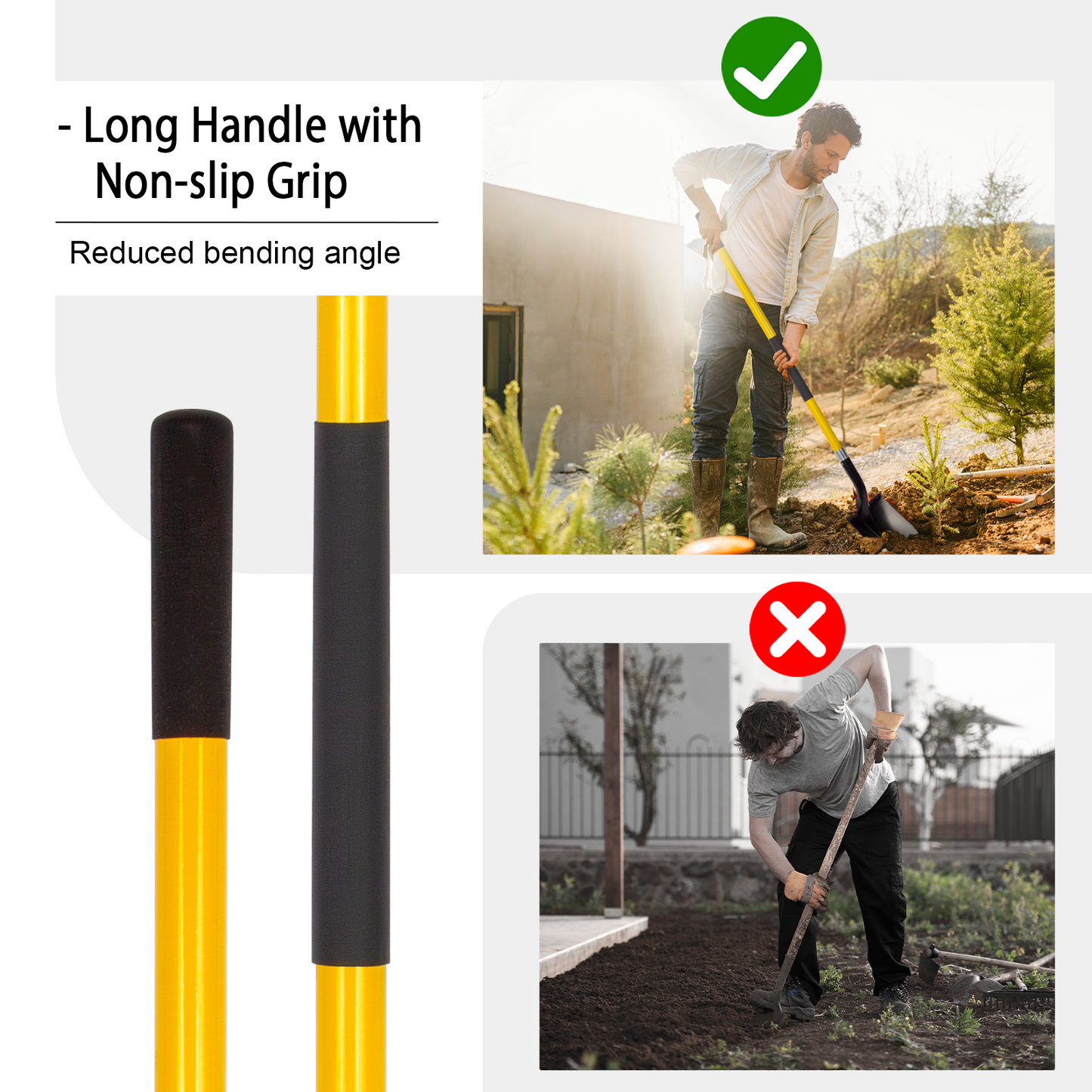 VNIMTI Shovel for Digging, 56 Inches Heavy Duty Shovel for Gardening, Round Shovel for Digging with Fiberglass Handle (Yellow)
