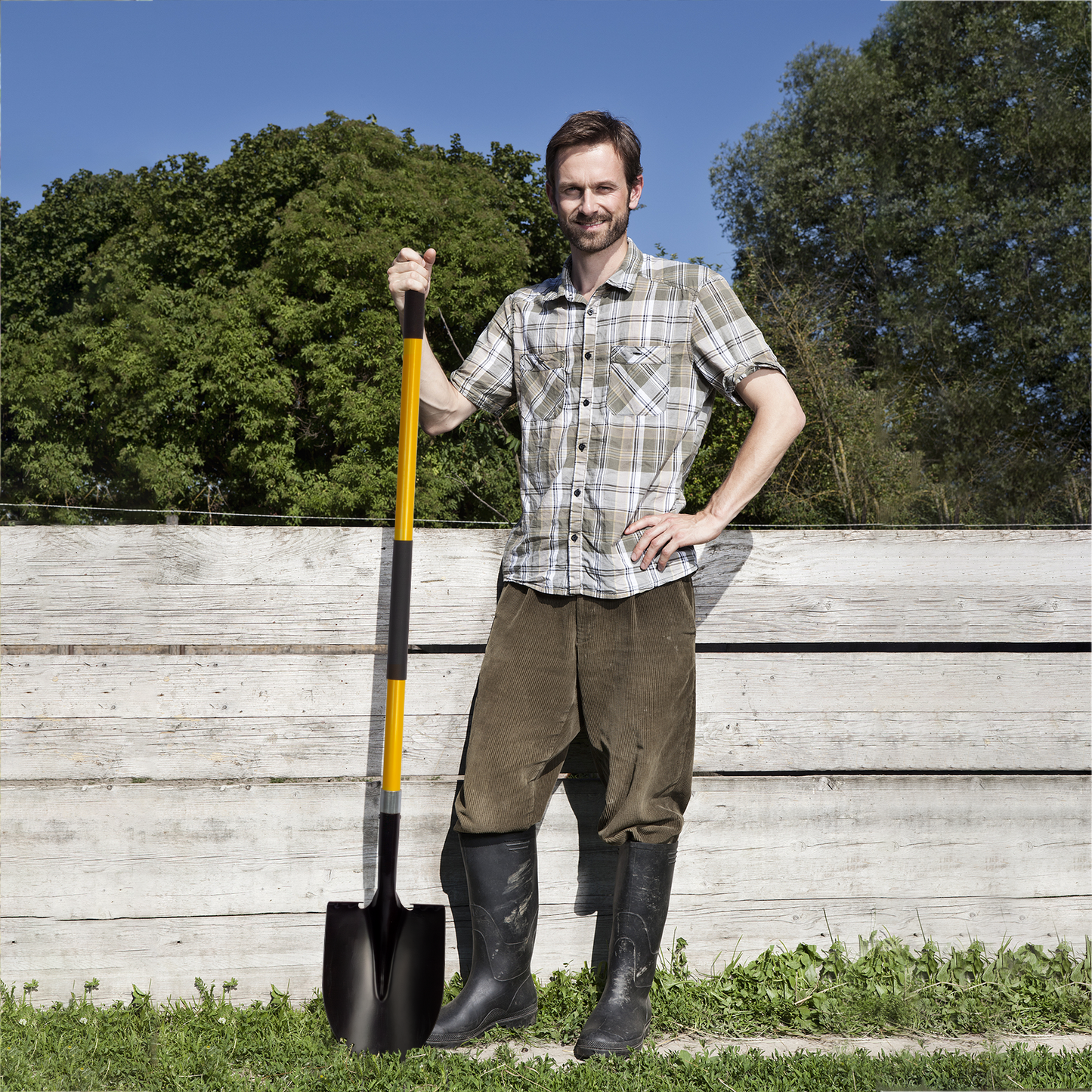 VNIMTI Shovel for Digging, 56 Inches Heavy Duty Shovel for Gardening, Round Shovel for Digging with Fiberglass Handle (Yellow)