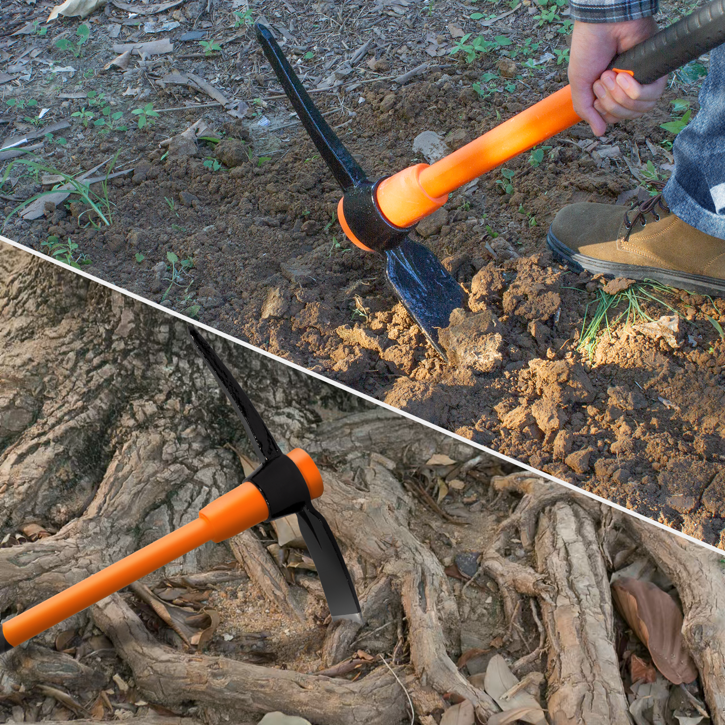 VNIMTI Pick Axe for Digging, Heavy Duty Pickaxe with Shock Absorbing Handle, 36 Inches - VNIMTI Tools
