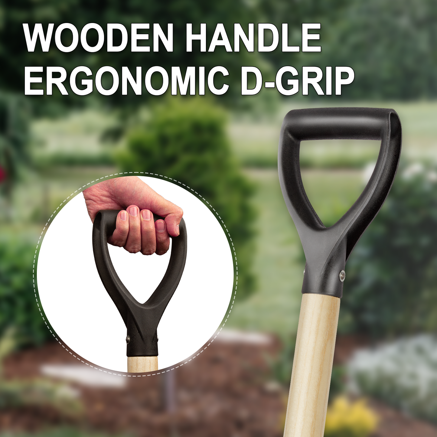 VNIMTI Shovel for Digging, Round Small Shovel with Wooden D-Handle, Metal Garden Shovel for Gardening, 41 Inches