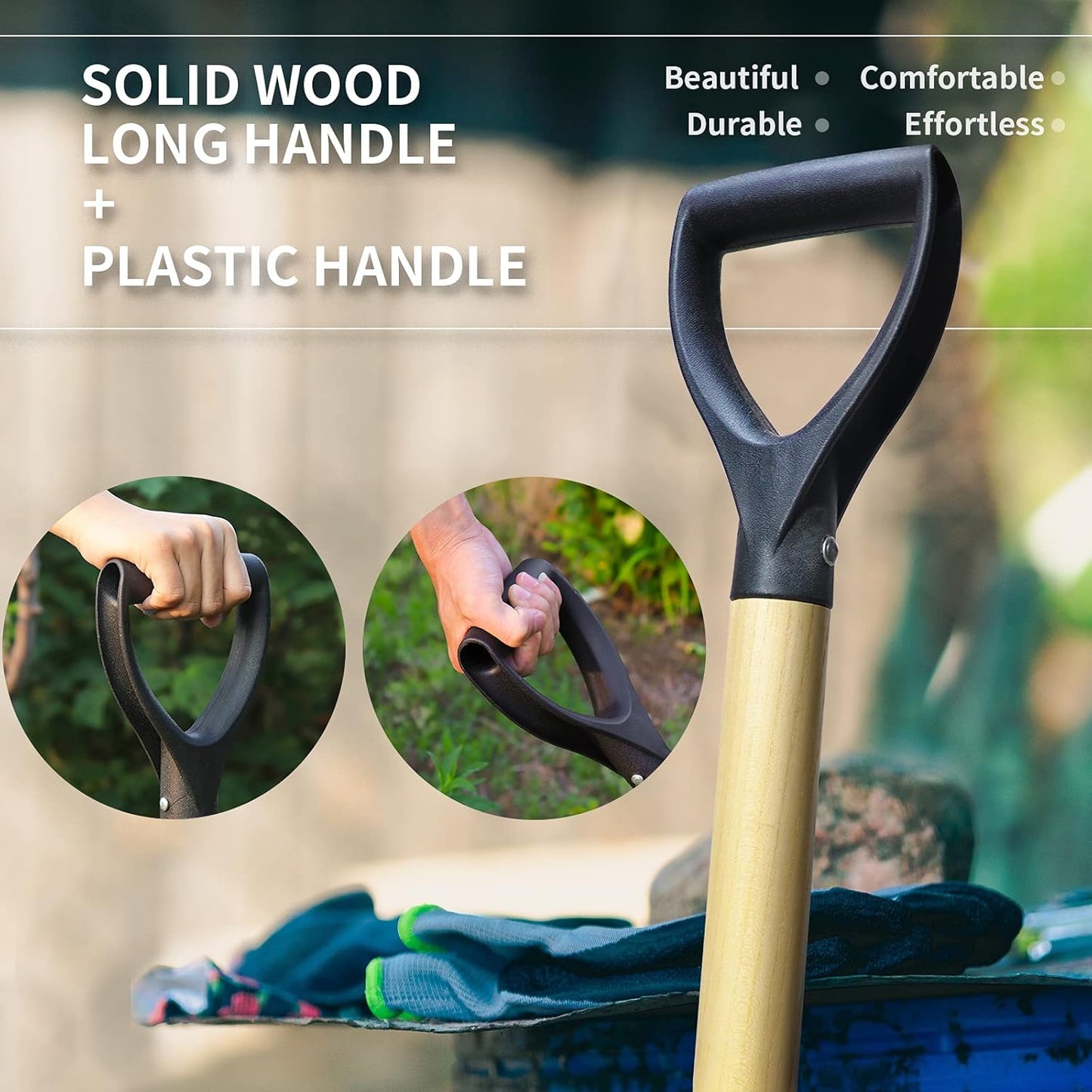 Square Shovel, Shovels for Digging with D-Handle, Overall 41-Inch Long Garden Shovel, Transfer Shovel, Snow Shovel for Car, Garden Tools - VNIMTI Tools