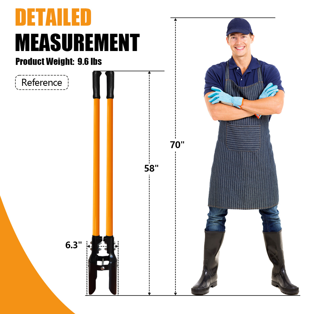 VNIMTI Post Hole Digger Tool, Heavy Duty Post Hole Digger with Fiberglass Handle, 58 Inches - VNIMTI Tools