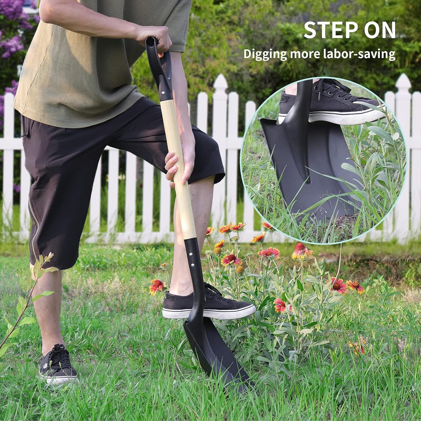 Square Shovel, Shovels for Digging with D-Handle, Overall 41-Inch Long Garden Shovel, Transfer Shovel, Snow Shovel for Car, Garden Tools - VNIMTI Tools