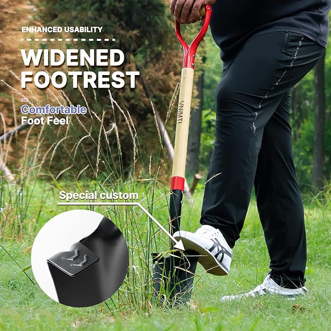 Spade Shovel,Transplanting Spade,Drain Spade,Spade Shovels for Digging,Sharp Shooter Shovel or Spade,45Inch,Stell D-Grip,Wooden Handle - VNIMTI Tools