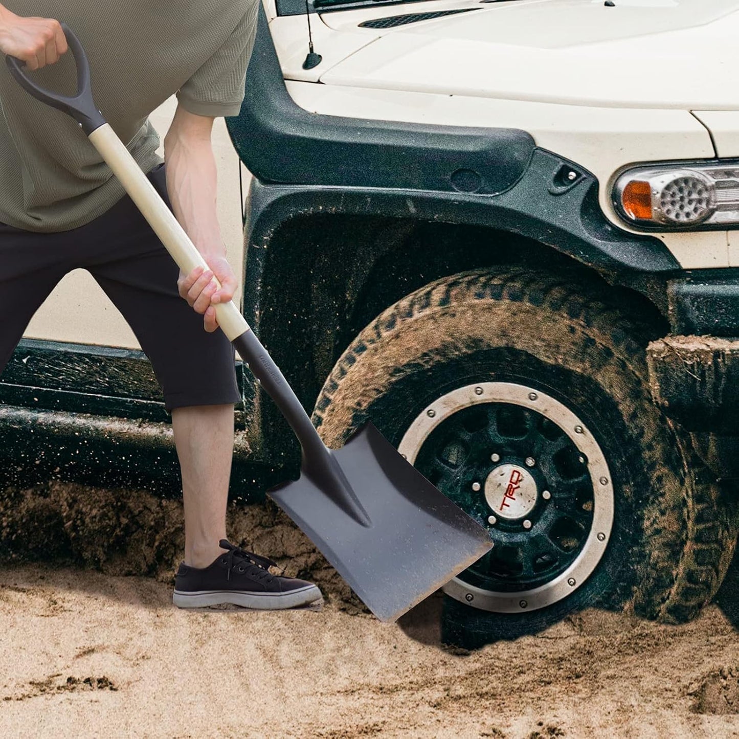 Square Shovel, Shovels for Digging with D-Handle, Overall 41-Inch Long Garden Shovel, Transfer Shovel, Snow Shovel for Car, Garden Tools - VNIMTI Tools