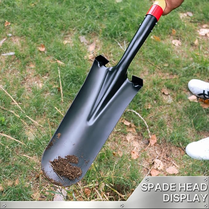 Spade Shovel,Transplanting Spade,Drain Spade,Spade Shovels for Digging,Sharp Shooter Shovel or Spade,45Inch,Stell D-Grip,Wooden Handle - VNIMTI Tools