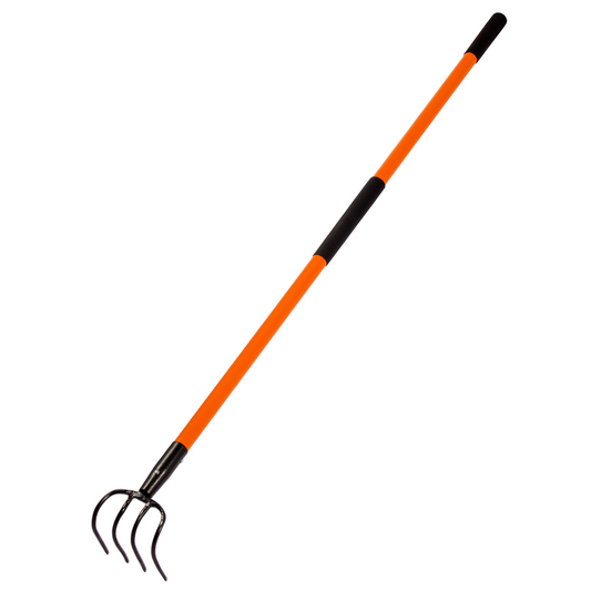 VNIMTI Cultivator for Gardening, 4 Tines Garden Cultivator with Fiberglass Handle, 58 Inches