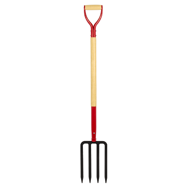 Garden Fork,4-Tine Spading Fork,Compost Fork,Steel Digging Fork,45Inch,Steel Y-Grip,Wooden Handel - VNIMTI Tools