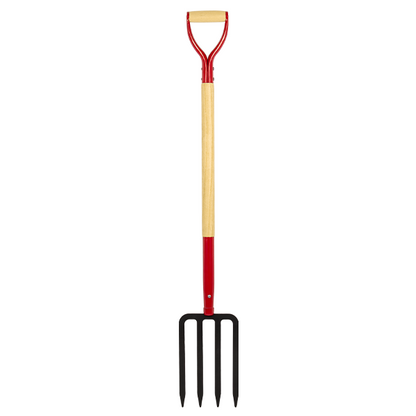 Garden Fork,4-Tine Spading Fork,Compost Fork,Steel Digging Fork,45Inch,Steel Y-Grip,Wooden Handel - VNIMTI Tools
