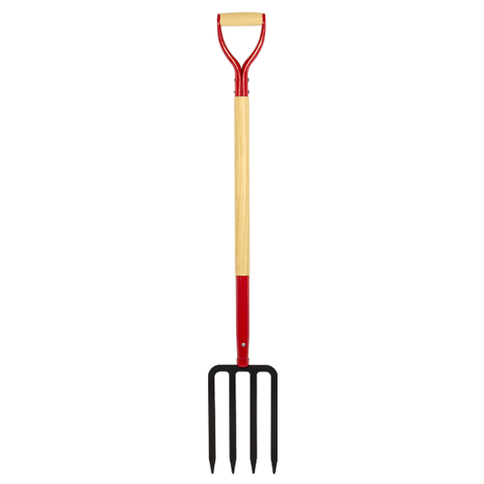 Garden Fork,4-Tine Spading Fork,Compost Fork,Steel Digging Fork,45Inch,Steel Y-Grip,Wooden Handel - VNIMTI Tools
