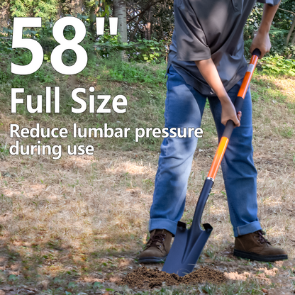 VNIMTI Shovel for Digging, Heavy Duty Shovel with Fiberglass Handle, Metal Shovel for Gardening, 58 Inches