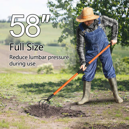 VNIMTI Cultivator for Gardening, 4 Tines Garden Cultivator with Fiberglass Handle, 58 Inches - VNIMTI Tools