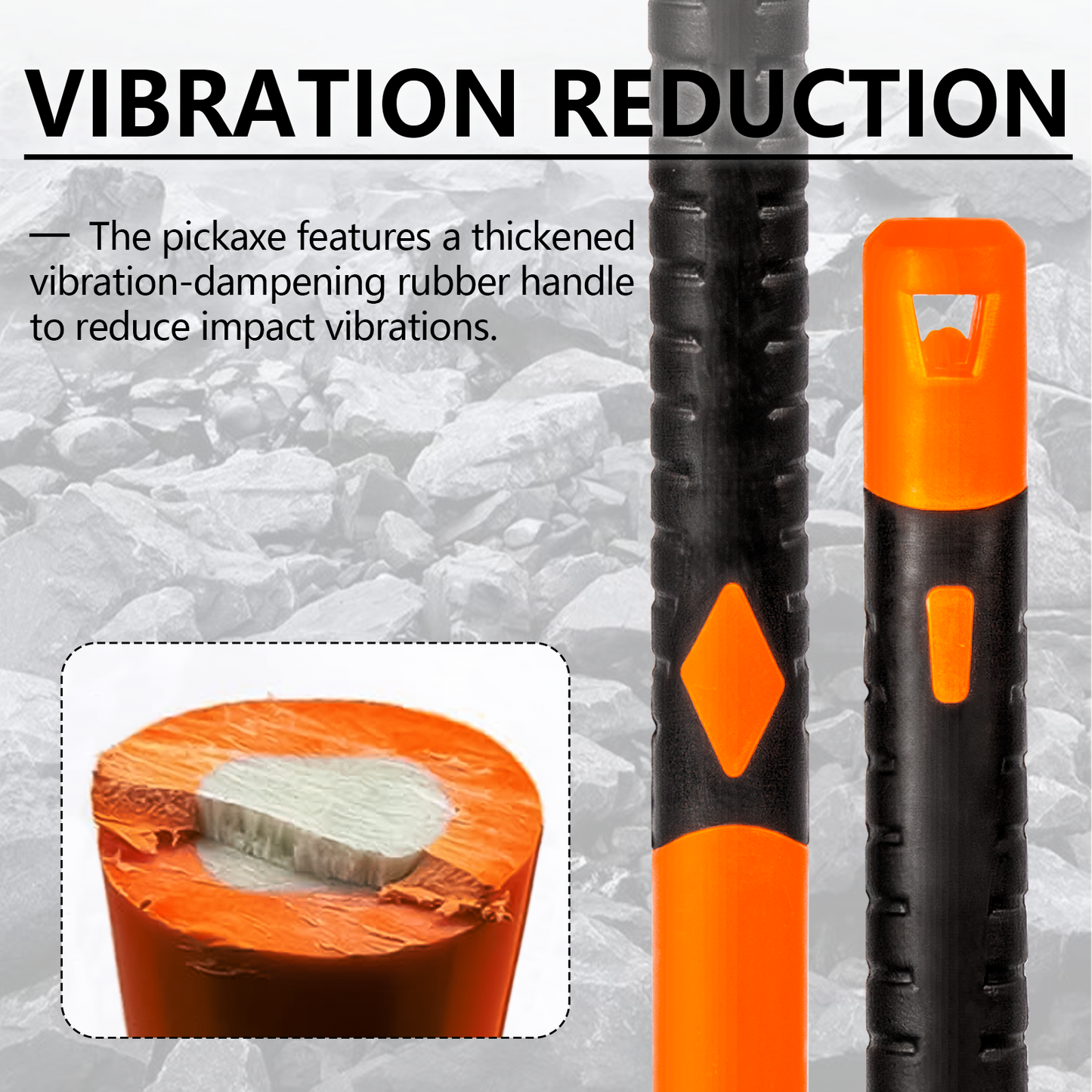 VNIMTI Pick Axe for Digging, Heavy Duty Pickaxe with Shock Absorbing Handle, 36 Inches - VNIMTI Tools
