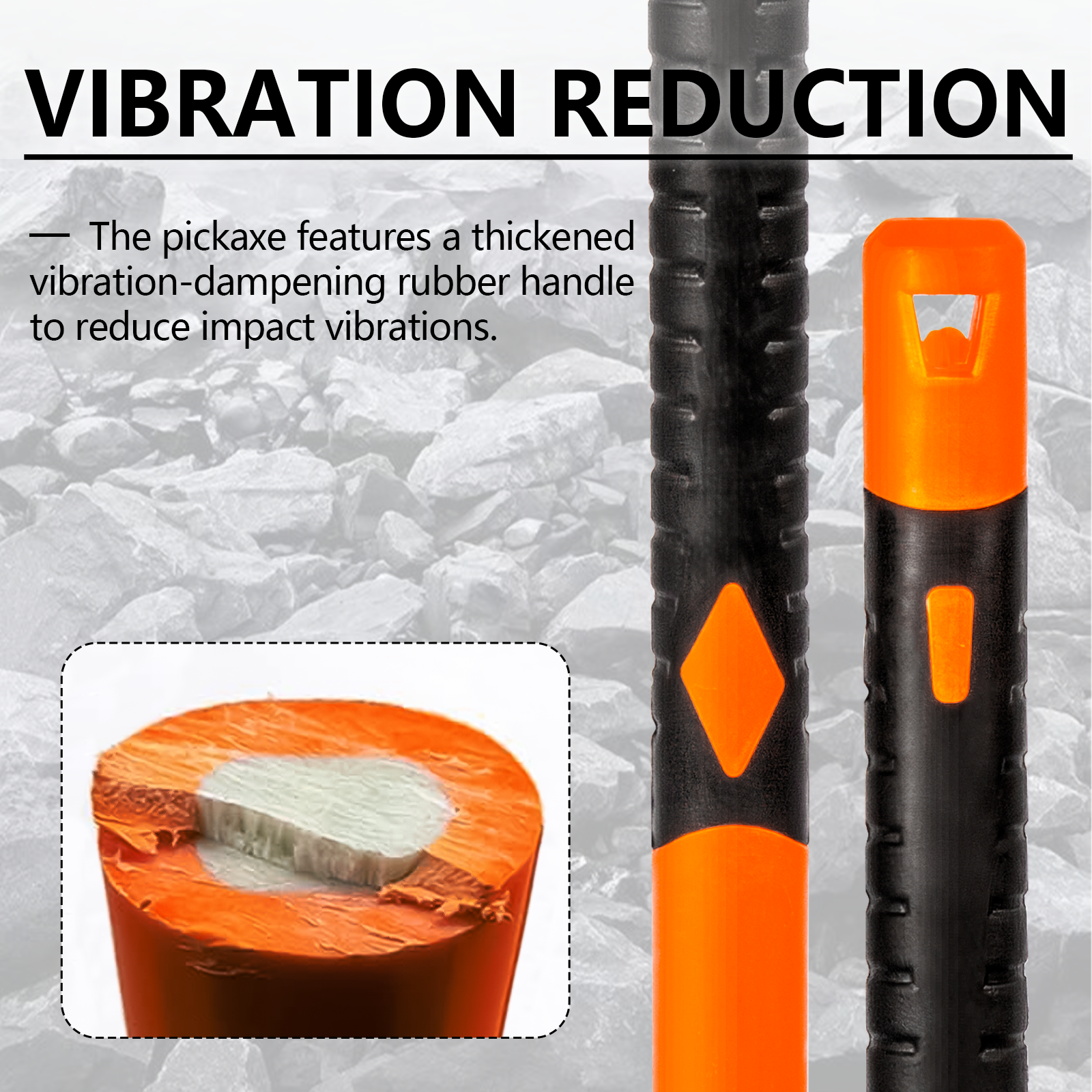 VNIMTI Pick Axe for Digging, Heavy Duty Pickaxe with Shock Absorbing Handle, 36 Inches - VNIMTI Tools