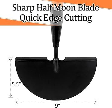 VNIMTl Lawn Edger Tool, Manual Lawn Edger withFiberglass Handle, Half Moon Garden Edger forLandscaping, 56 Inches - VNIMTI Tools