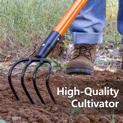 VNIMTI Cultivator for Gardening, 4 Tines Garden Cultivator with Fiberglass Handle, 58 Inches - VNIMTI Tools