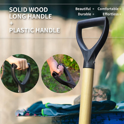 Square Shovel, Shovels for Digging with D-Handle, Overall 41-Inch Long Garden Shovel, Transfer Shovel, Snow Shovel for Car, Garden Tools - VNIMTI Tools
