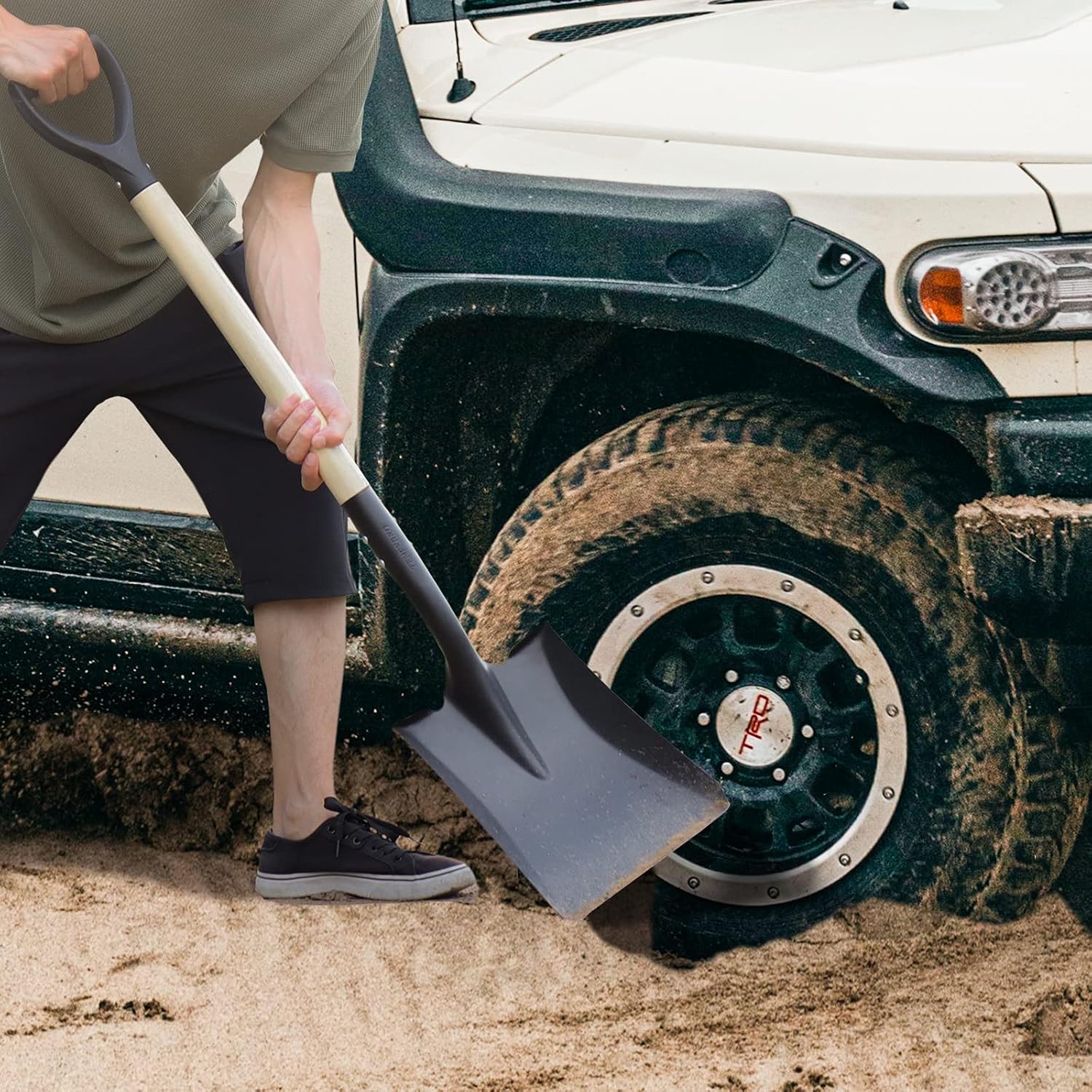 Square Shovel, Shovels for Digging with D-Handle, Overall 41-Inch Long Garden Shovel, Transfer Shovel, Snow Shovel for Car, Garden Tools - VNIMTI Tools