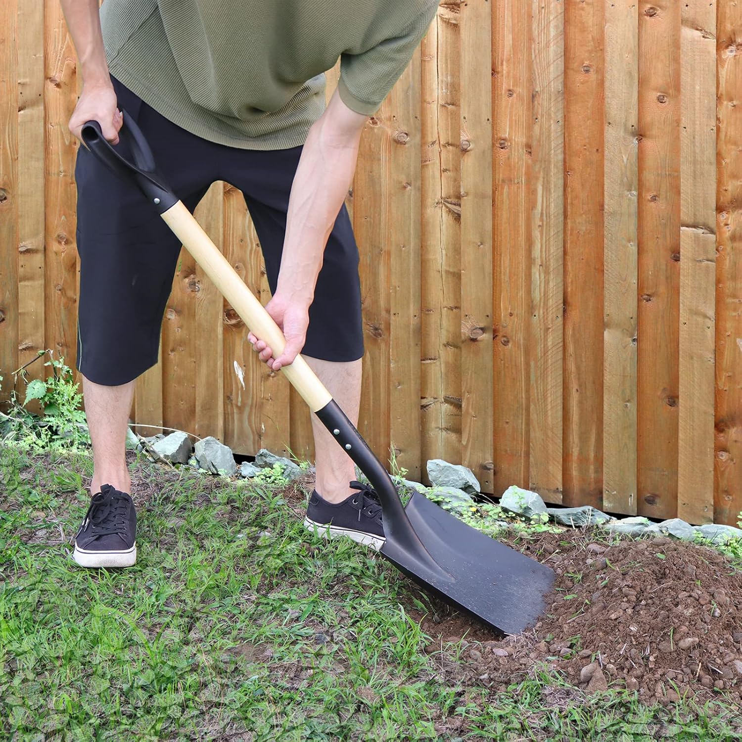Square Shovel, Shovels for Digging with D-Handle, Overall 41-Inch Long Garden Shovel, Transfer Shovel, Snow Shovel for Car, Garden Tools - VNIMTI Tools