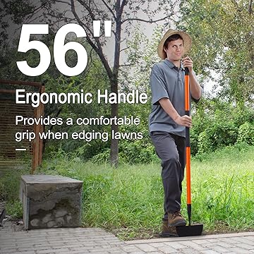 VNIMTl Lawn Edger Tool, Manual Lawn Edger withFiberglass Handle, Half Moon Garden Edger forLandscaping, 56 Inches - VNIMTI Tools